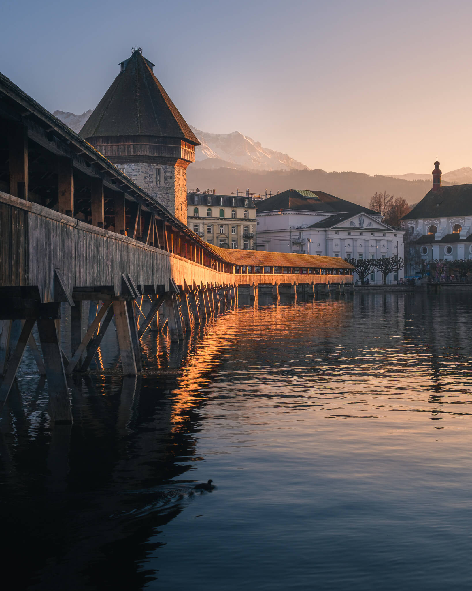 Sunset Bridge in lucerne Switzerland